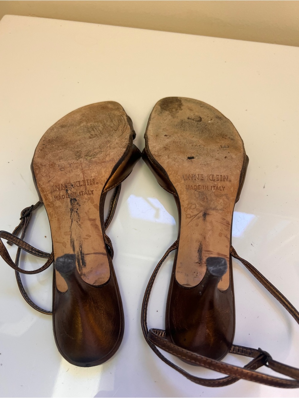 Anne Klein Bronze Brown Strappy Heeled Sandals - Picture 5 of 5